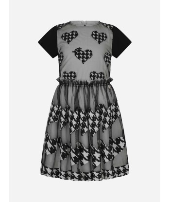 Simonetta Houndstooth Heart Embroidered Dress français