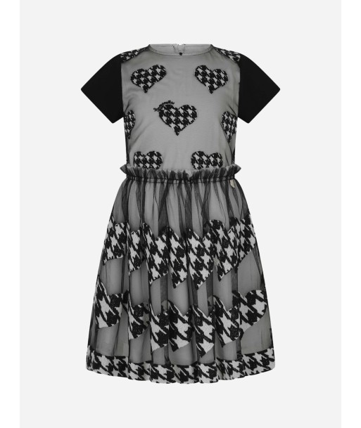 Simonetta Houndstooth Heart Embroidered Dress français