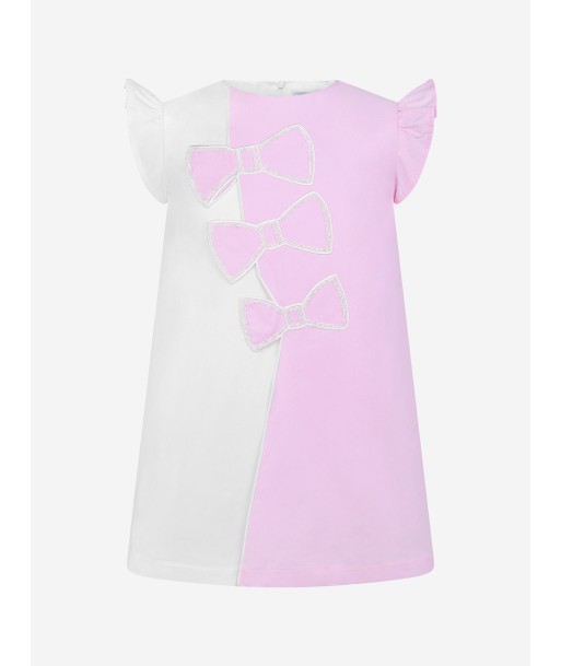 Simonetta Pink & White Cotton Bow Dress Economisez 