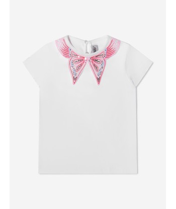 Simonetta Girls Cotton Butterfly Collar T-Shirt en stock