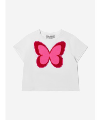 Simonetta Girls Cotton Butterfly Applique T-Shirt pour bénéficier 