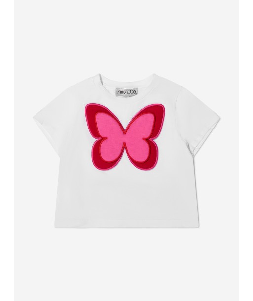 Simonetta Girls Cotton Butterfly Applique T-Shirt pour bénéficier 