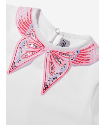 Simonetta Girls Cotton Butterfly Collar T-Shirt en stock