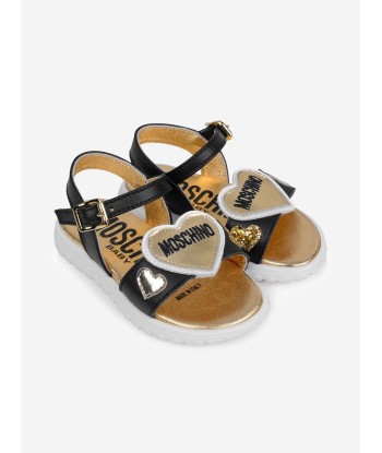 Moschino Girls Sandals - & Gold Heart Leather Sandals Livraison rapide