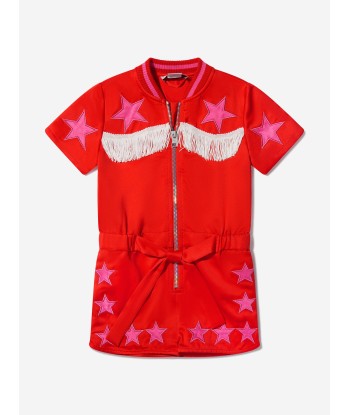 Stella McCartney Girls Cotton Satin Fringed Star Playsuit la colonne vertébrale