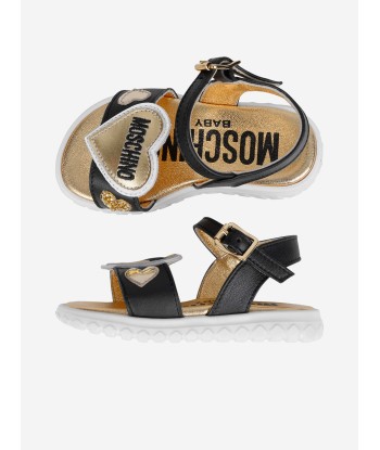 Moschino Girls Sandals - & Gold Heart Leather Sandals Livraison rapide