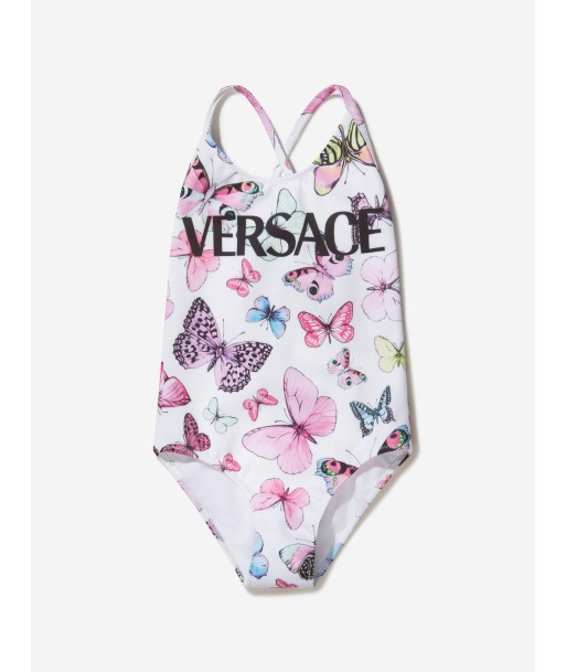 Versace Girls Butterfly Print Logo Swimsuit basket pas cher