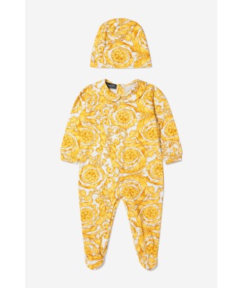 Versace Baby Unisex Cotton Barocco Print Babygrow and Hat Gift Set (2 Piece) Les magasins à Paris et en Île-de-France