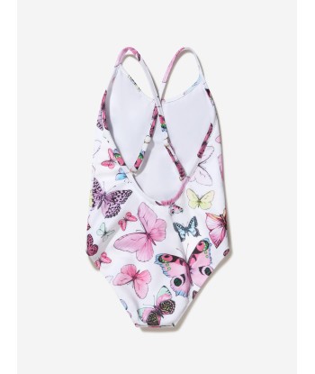 Versace Girls Butterfly Print Logo Swimsuit basket pas cher