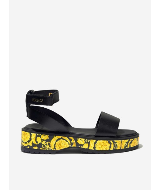 Versace Girls Leather Barocco Print Sandals destockage