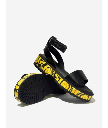 Versace Girls Leather Barocco Print Sandals destockage