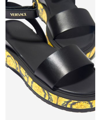 Versace Girls Leather Barocco Print Sandals destockage