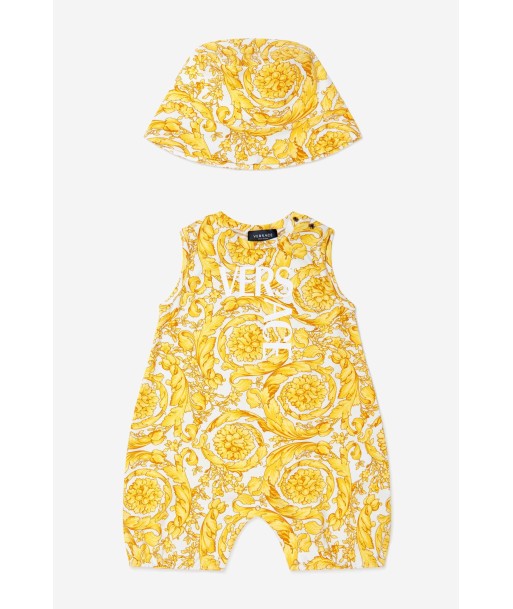 Versace Baby Unisex Cotton Barocco Print 2 Piece Gift Set soldes