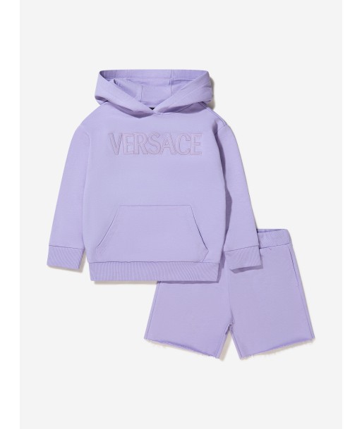 Versace Girls Cotton Logo Hoodie And Shorts Set à prix réduit toute l'année