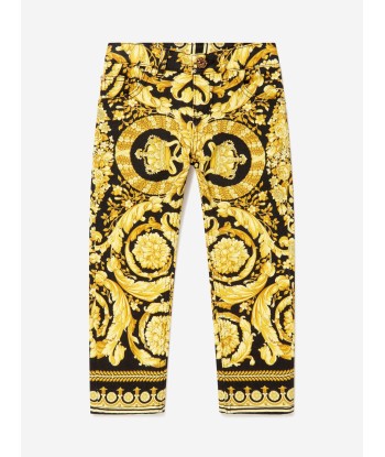 Versace Boys Cotton Denim Barocco Print Pants en ligne des produits 