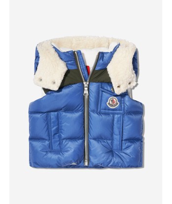 Moncler Enfant Baby Boys Down Padded Oust Gilet in Blue pas cher 