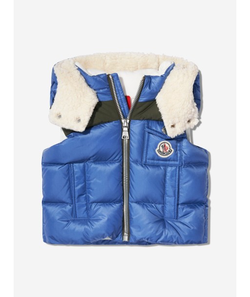 Moncler Enfant Baby Boys Down Padded Oust Gilet in Blue pas cher 