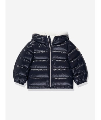 Moncler Enfant Baby Down Padded Aslan Jacket in Navy ouvre sa boutique