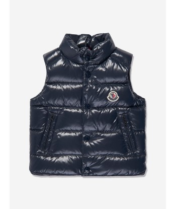 Moncler Enfant Baby Down Padded Bernard Gilet in Navy Livraison rapide