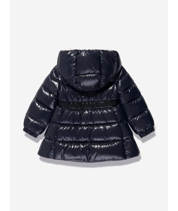 Moncler Enfant Baby Girls Down Padded Alis Long Parka in Navy soldes