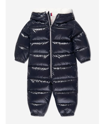 Moncler Enfant Baby Down Padded Samian Snowsuit in Navy Découvrez la collection