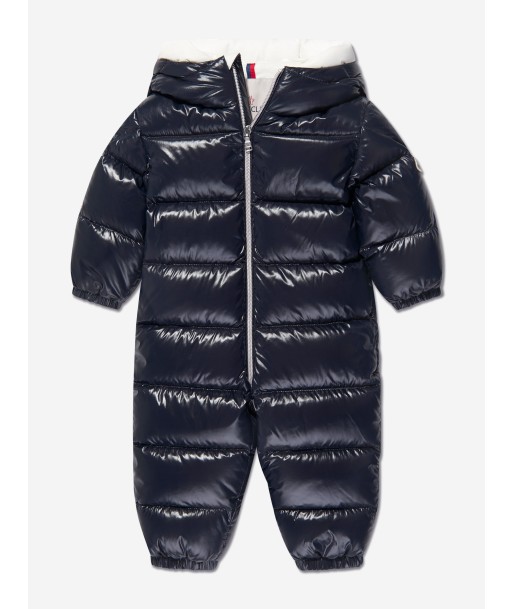 Moncler Enfant Baby Down Padded Samian Snowsuit in Navy Découvrez la collection