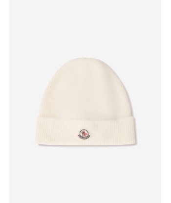 Moncler Enfant Baby Beanie Hat in Ivory prix