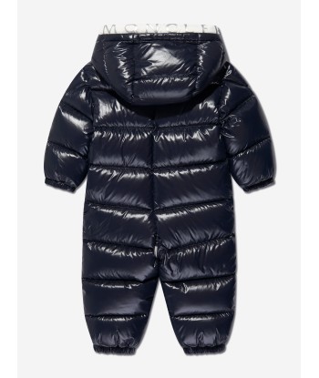 Moncler Enfant Baby Down Padded Samian Snowsuit in Navy Découvrez la collection