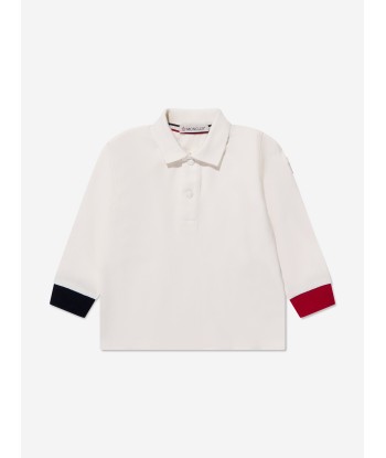 Moncler Enfant Baby Boys Long Sleeve Polo Shirt in Ivory de pas cher