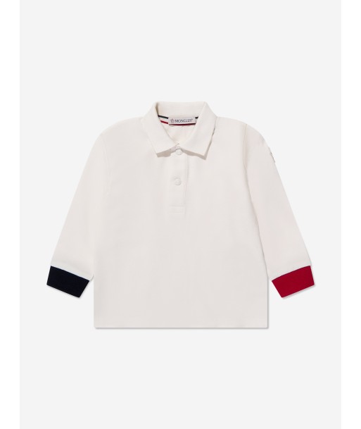 Moncler Enfant Baby Boys Long Sleeve Polo Shirt in Ivory de pas cher