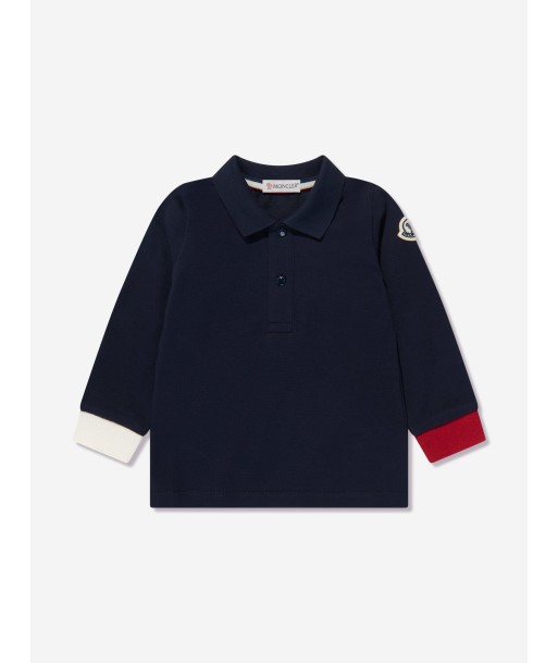 Moncler Enfant Baby Boys Long Sleeve Polo Shirt in Navy À commander