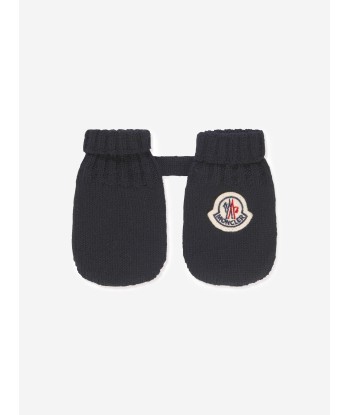 Moncler Enfant Baby Hat And Mittens Set in Navy destockage