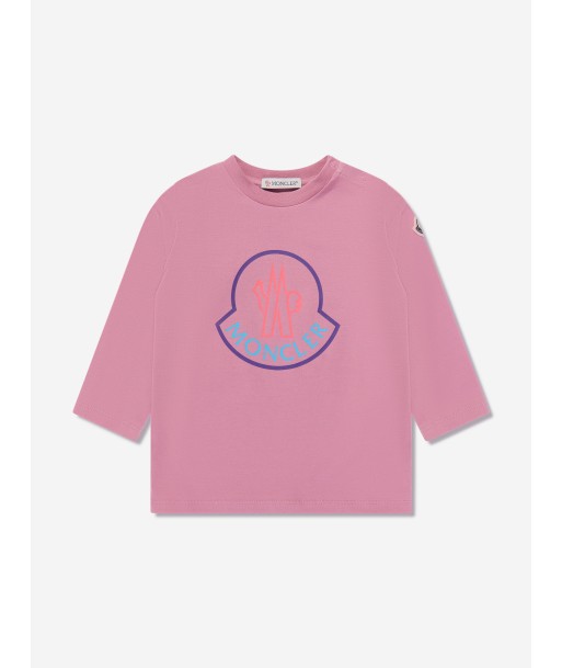 Moncler Enfant Baby Girls Long Sleeve Logo T-Shirt in Pink commande en ligne