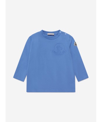 Moncler Enfant Baby Boys Long Sleeve Logo T-Shirt in Blue sélection de produits