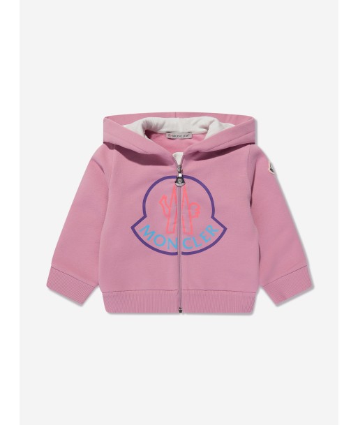 Moncler Enfant Baby Girls Logo Zip Up Top in Pink brillant des détails fins