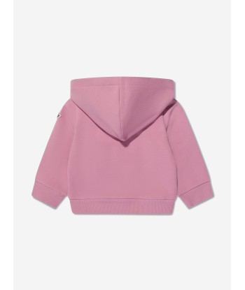 Moncler Enfant Baby Girls Logo Zip Up Top in Pink brillant des détails fins