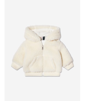 Moncler Enfant Baby Boys Fluffy Zip Up Top in Ivory pas cheres