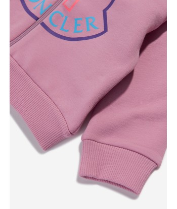 Moncler Enfant Baby Girls Logo Zip Up Top in Pink brillant des détails fins