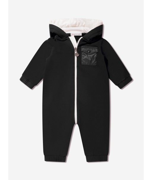 Moncler Enfant Baby Hooded Romper in Navy solde