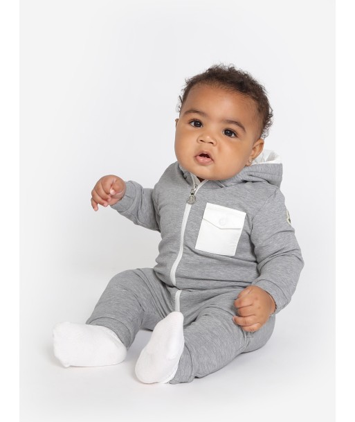 Moncler Enfant Baby Hooded Romper in Grey Venez acheter