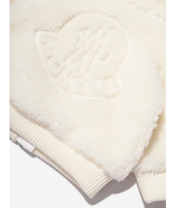 Moncler Enfant Baby Boys Fluffy Zip Up Top in Ivory pas cheres