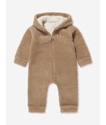 Moncler Enfant Baby Faux Shearling Romper in Beige Voir les baskets