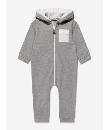 Moncler Enfant Baby Hooded Romper in Grey Venez acheter