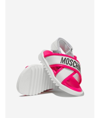 Moschino Girls Leather Logo Slingback Sandals Amélioration de cerveau avec