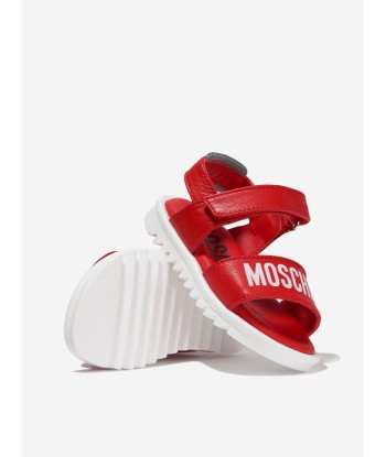 Moschino Boys Leather Logo Print Sandals En savoir plus