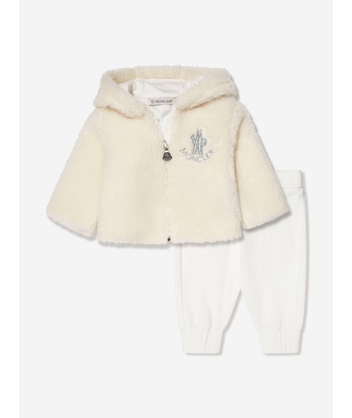 Moncler Enfant Baby Faux Fur Zip Up And Pants Set in Ivory le des métaux précieux