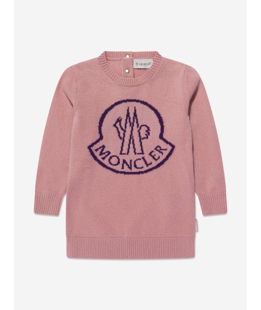 Moncler Enfant Baby Girls Knitted Logo Dress in Pink en linge