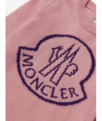 Moncler Enfant Baby Girls Knitted Logo Dress in Pink en linge