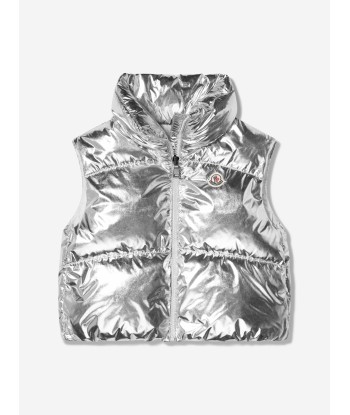 Moncler Enfant Girls Down Padded Blavet Gilet in Silver les ligaments