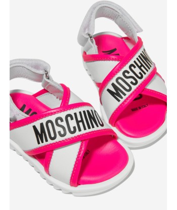 Moschino Girls Leather Logo Slingback Sandals Amélioration de cerveau avec